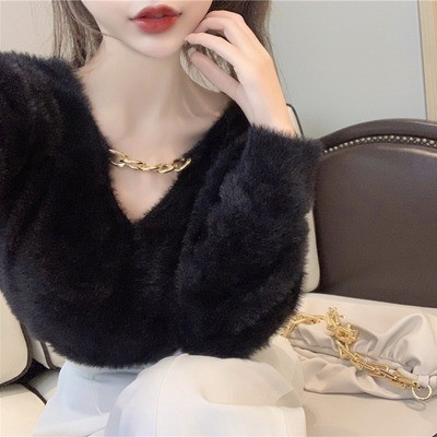 Áo len lông cổ V tiểu thư áo len sợi xích sang chảnh A133