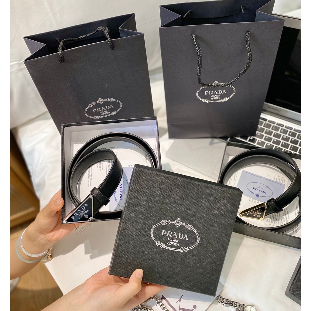 Thắt Lưng Da 110cm Có In Logo Hình Tam Giác Cá Tính Cho Nữ