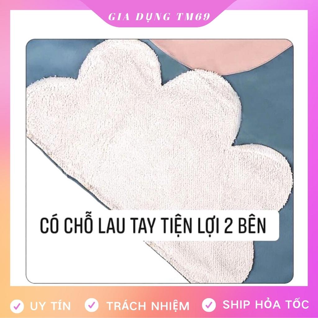 Tạp Dề Nấu Ăn Vải Chống Thấm Nước Dễ Thương Có Túi Nail Pha Chế Cao Cấp Họa Tiết Thỏ Xinh Có Chỗ Lau Tay