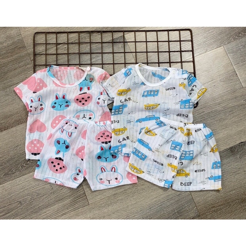 (LẺ ÁO) ÁO COTTON GIẤY CỘC TAY, BA LỖ, QUẦN ÁO TRẺ EM ĐỦ SIZE 3-15KG