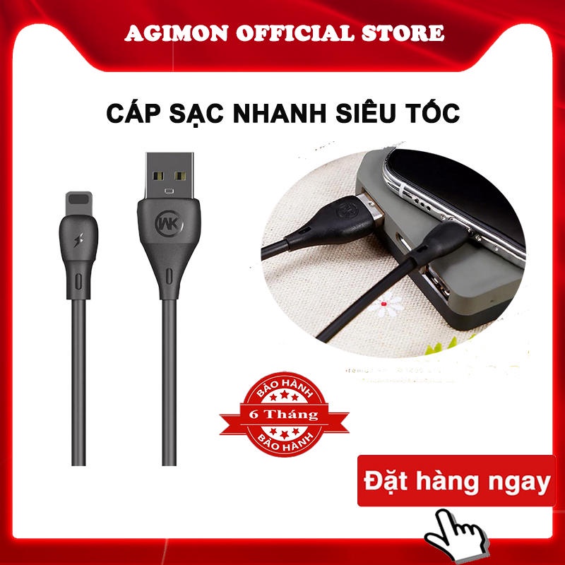 [ẢNH THẬT] [HÀNG CHÍNH HÃNG] Cáp Sạc Nhanh iphone - samsung Chính Hãng WK WDC072 ⚡1 Năm Bảo Hành⚡