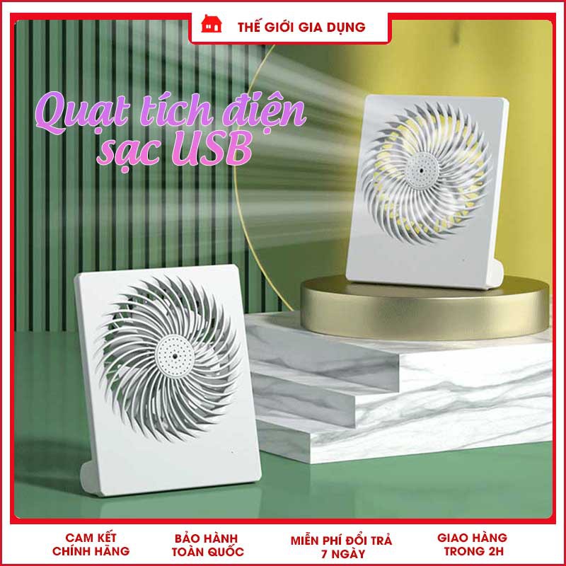 QUẠT ĐỂ BÀN - QUẠT TÍCH ĐIỆN - QUẠT SẠC PIN 3 Tốc độ, pin 1200mAP phù hợp cho gia đình nhỏ, quạt văn phòng! | BigBuy360 - bigbuy360.vn