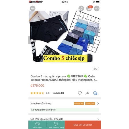 Quần Sịp Boxer Nam Das, Reebok Sét 5 Quần Thông Hơi Climaxkool Xuất Dư. Cạp Siêu Bền Vài Năm K Dão Thoáng Khí, Khử Mùi