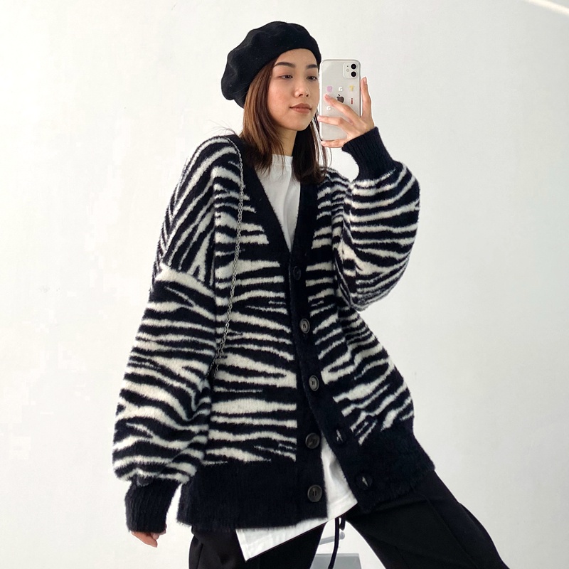 Áo cardigan len nữ lông thỏ rằn ri Quảng châu cao cấp mới nhất 2022 hot tiktok douyin dày dặn Hàn Quôc kozoda AC38