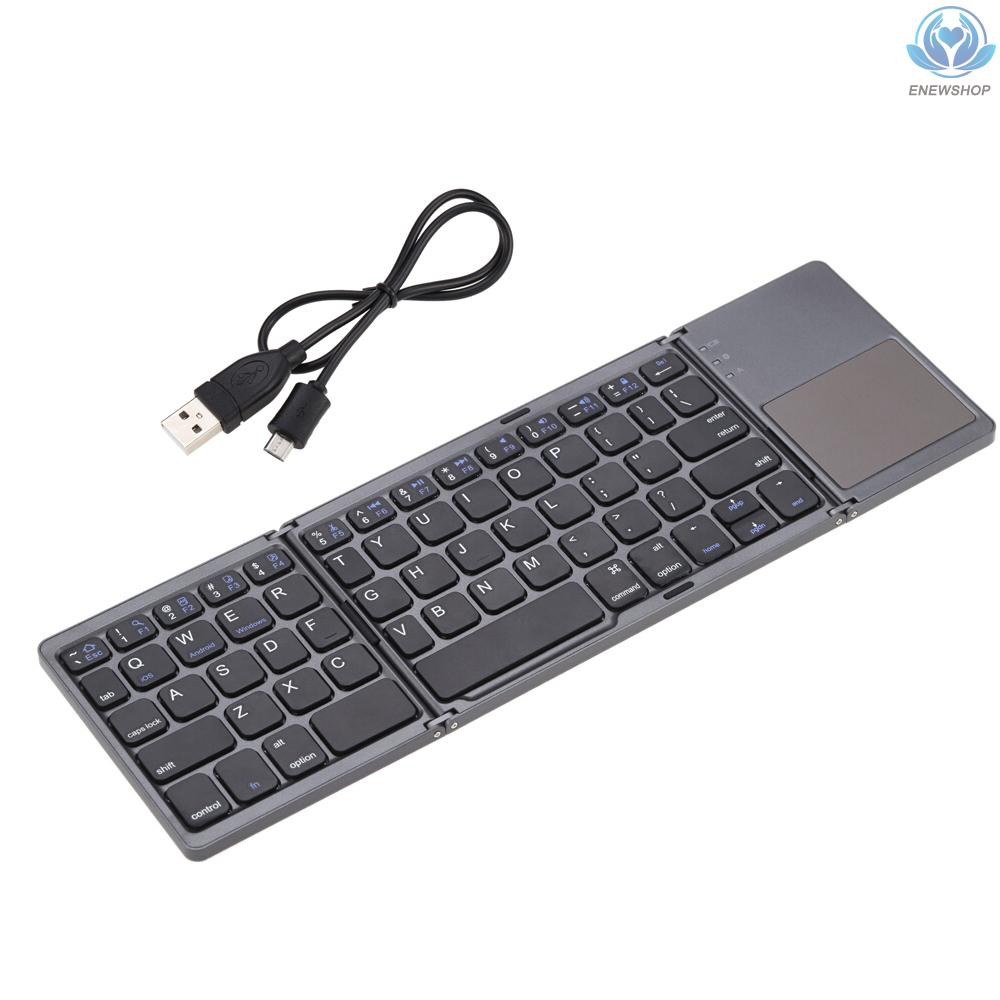 【enew】Portable Mini Ultra Slim Thin Foldable Folding BT Wireless Keyboard with Touchpad for  6s/iPad Pro/ Mobile Phone Tablet PC