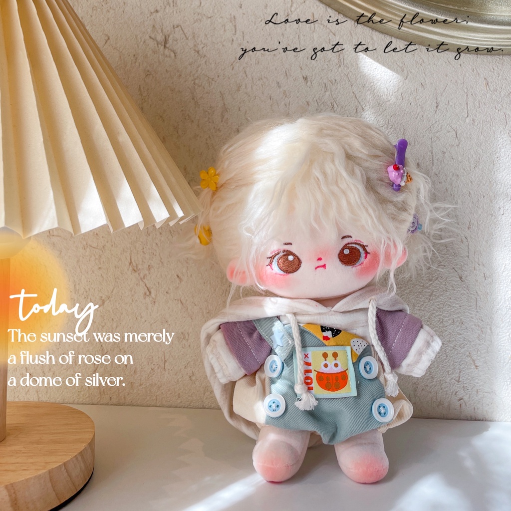 Bộ đồ Dậy Trễ cho bé doll 15cm 20cm