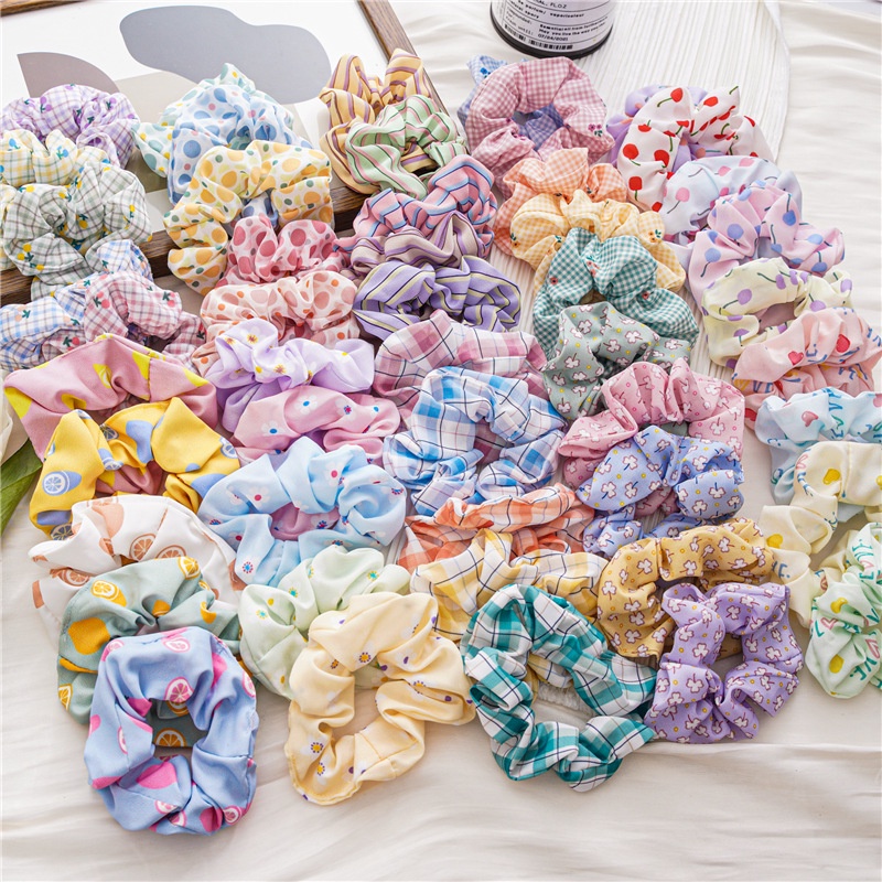 XẢ HÀNG Vòng/Dây buộc tóc scrunchies họa tiết hoa nhí phong cách Hàn Quốc XPK356