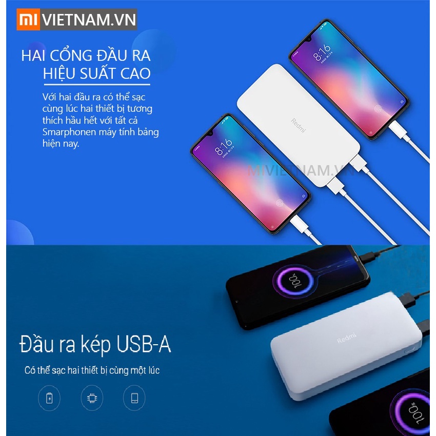 - Pin Dự Phòng Xiaomi Redmi POWER BANK 10000mAh - Sạc Dự Phòng Chính Hãng - Bảo Hành 12 tháng