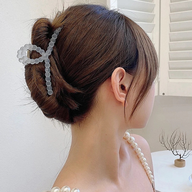 Kẹp Tóc Càng Cua / Kẹp Tóc Đuôi Ngựa Bằng Acrylic Nhám Trong Suốt Màu Kẹo Đơn Giản Thời Trang Phong Cách Hàn Quốc Cho Nữ