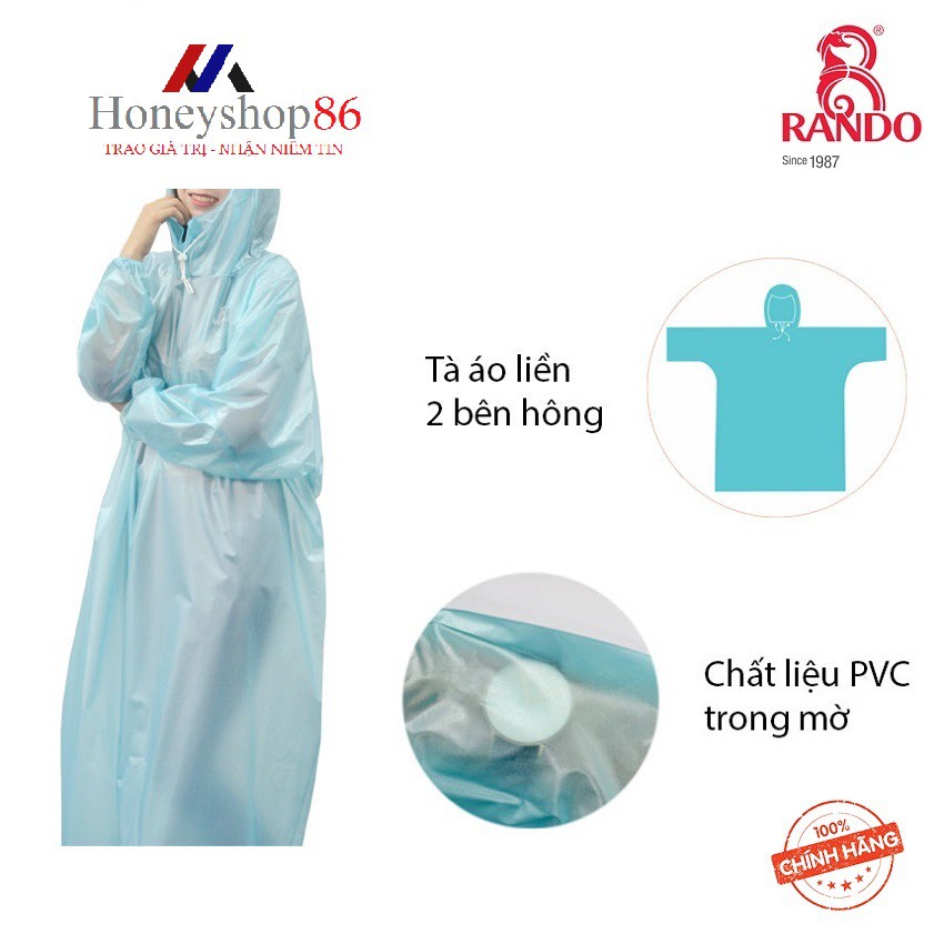 Áo mưa Rando Easy Trum “Trùm cực nhanh, bảo vệ toàn diện” APPC-10 bảo vệ bạn khi di chuyển dưới mưa HONEYSHOP86