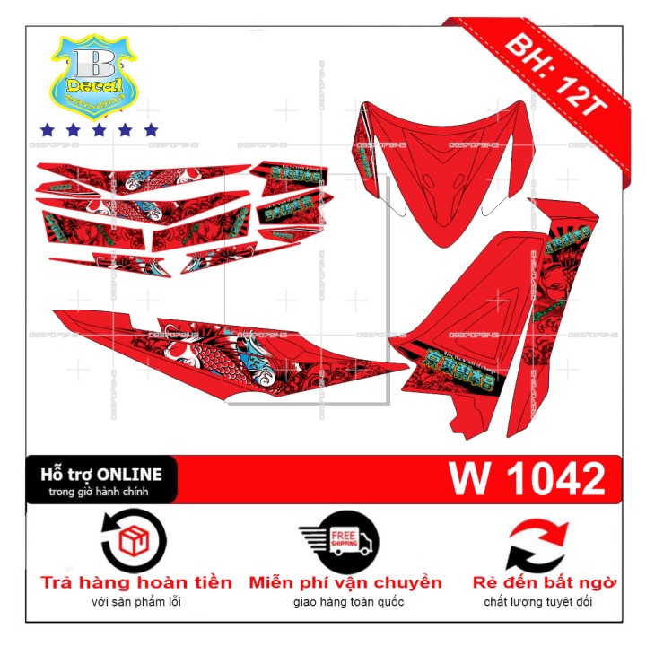 ( Quí khách vui lòng mang ra tiệm cho thợ dán ) Tem wave rsx đời đầu cá chép