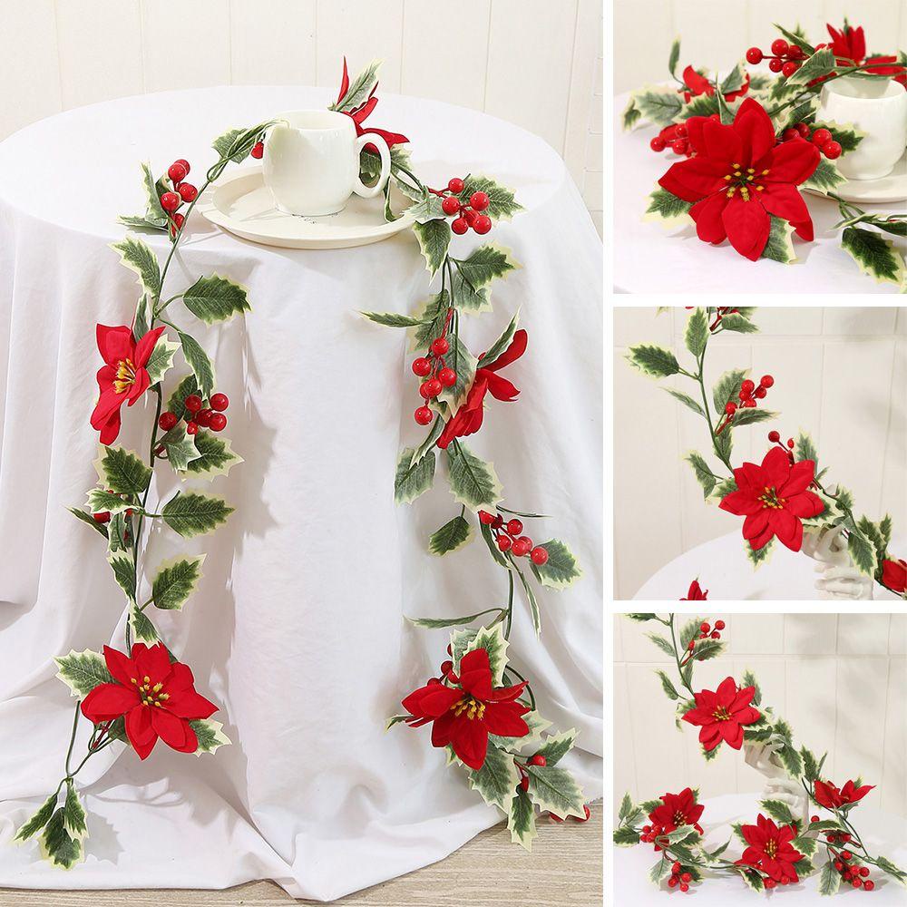 Vòng Hoa Nhân Tạo Màu Đỏ Dùng Trang Trí Cây Thông Giáng Sinh