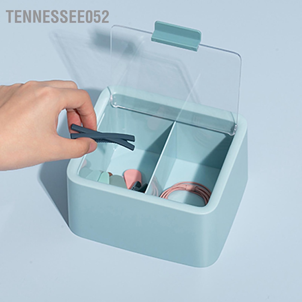 Tennessee052 Hộp lưu trữ mỹ phẩm nhựa chống bụi kép đựng đồ trang điểm có nắp để tăm bông chỉ nha khoa
