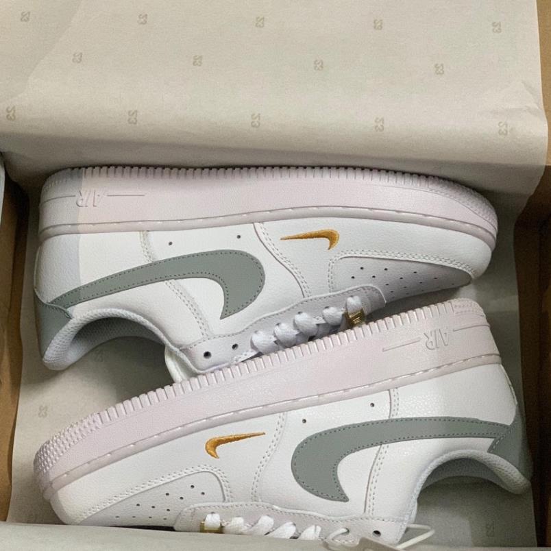 Giày thể thao air force 1 vệt xám logo vàng , Giày AF1 trắng vệt xám nam nữ bản đẹp 2022 full box bill