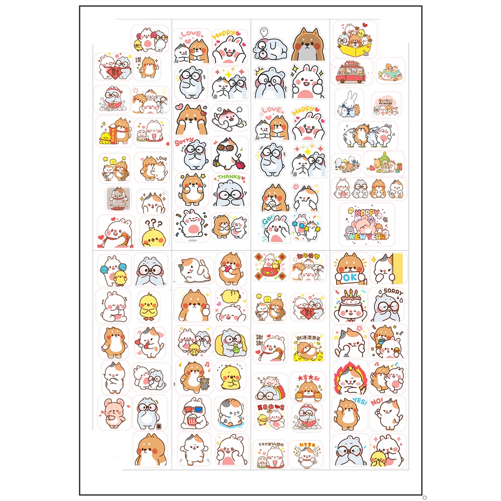 sticker tonton SI5 hình dán dễ thương trang trí dán sổ dán điện thoại 1 tờ 7*19,5cm bullet journal