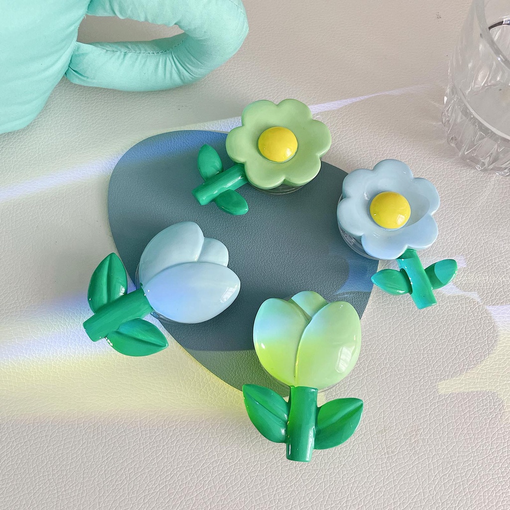 Vòng Nhẫn Xỏ Ngón Tay Giữ Điện Thoại Hình Bông Hoa 3D Hàn Quốc