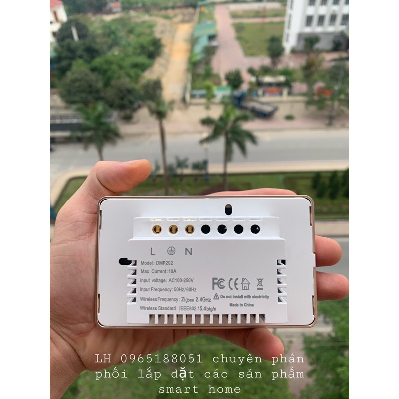 Ổ cắm thông minh đôi âm tường zigbee Tuya Viền Vàng Cao Cấp