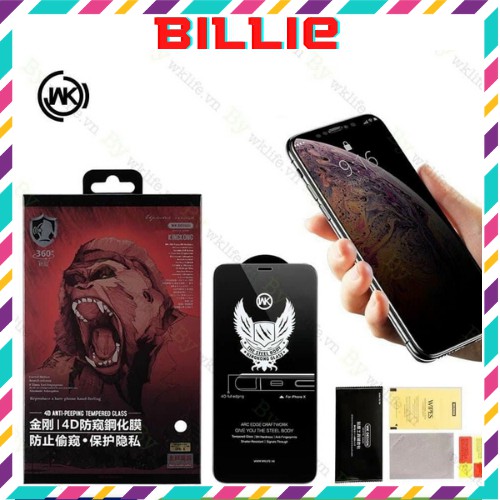 Kính cường Lực chống nhìn trộm  KINGKONG Full Màn hình hàng không hộp cho iphone từ 7p đến 12 promax