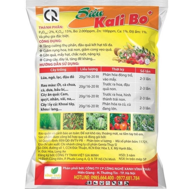 Phân Bón Kali Bo 25g. Kích Thích Ra Hoa Đậu Quả, Quả To, Chắc, Ngọt