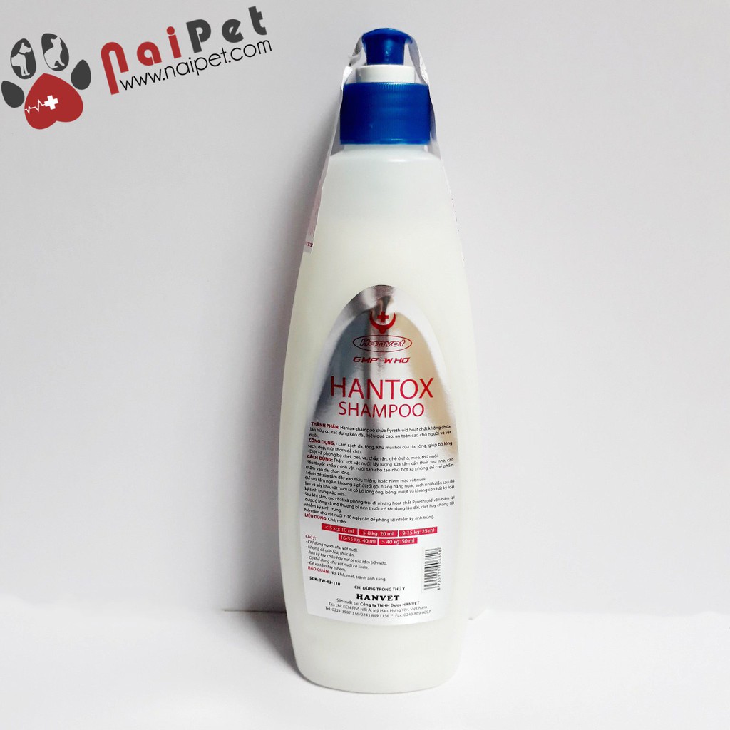 Sữa Tắm Giúp Mượt Lông Khử Mùi Diệt Ve Bọ Chét Rận Hantox Shampoo Nhũ Bạc Mới 300ml