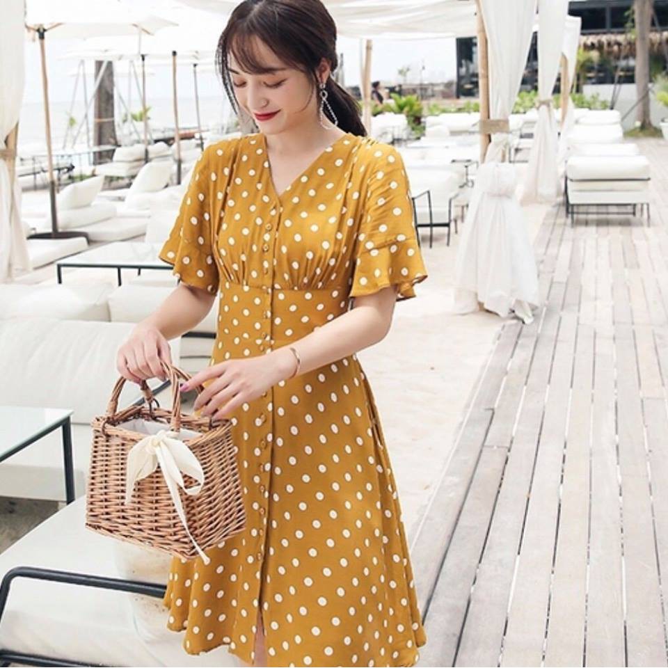 Đầm Nữ Vàng Bi Nhúng Eo (KÈM ẢNH THẬT) | BigBuy360 - bigbuy360.vn