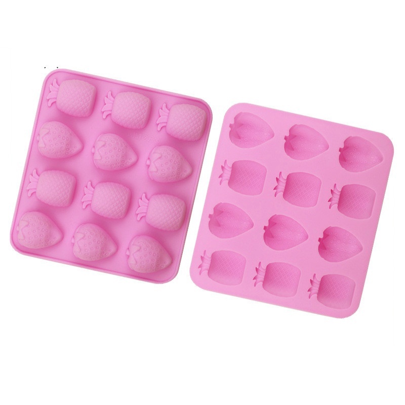 Khuôn Silicone Làm Bánh Tạo Hình Quả Dứa / Dâu 3D Độc Đáo Tiện Dụng