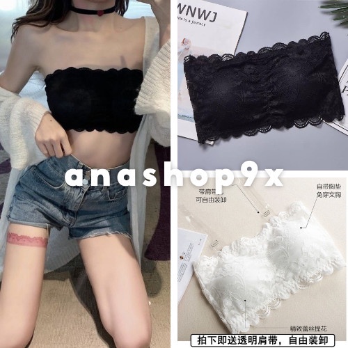 Áo bra ren có mút ngực chất ren co giãn không gọng mút mỏng cài sau Anashop