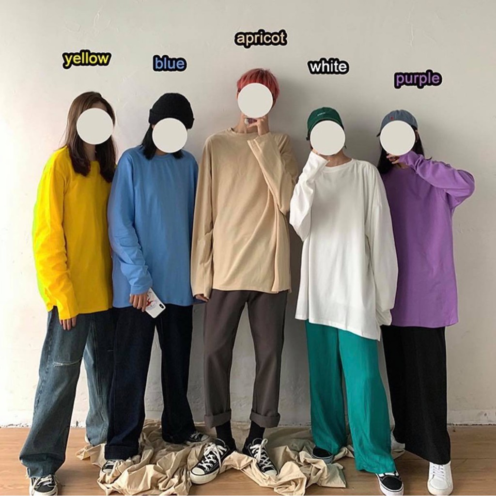 Áo Thun Tay Dài Trơn unisex chất cotton nhiều màu