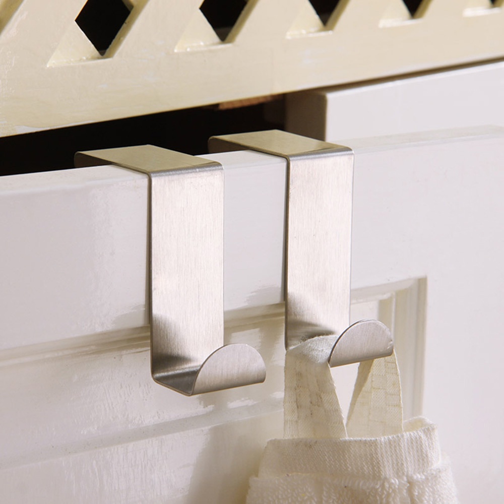 MIOSHOP 2PCS New Clothes Hanger Cabinet Draw Z-shape Door Hook|Kitchen Tool Organizer Holder Stainless Steel