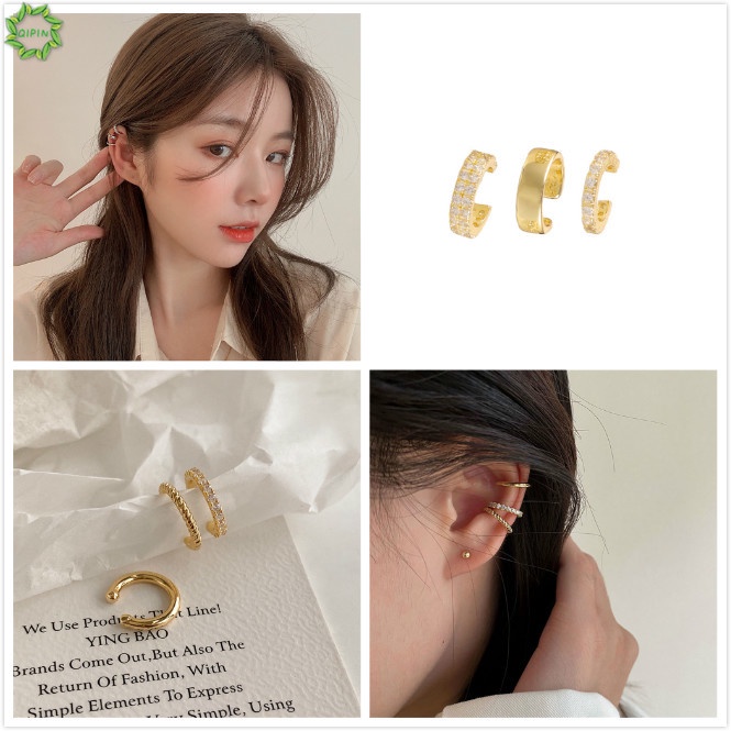 Set 3 Khuyên Tai Đính Đá Zircon Màu Sắc Thời Trang