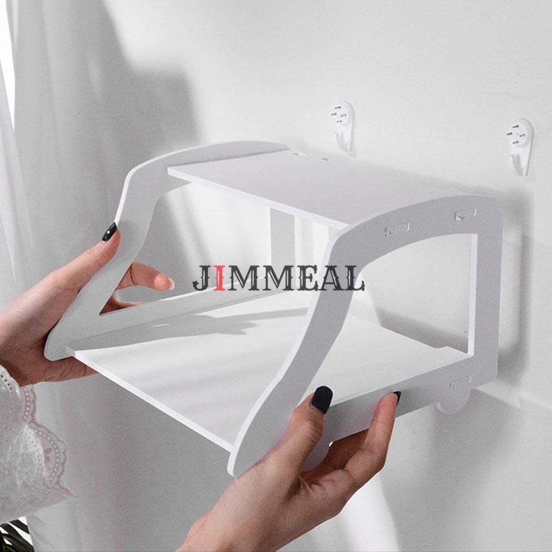 Kệ Wifi Treo Tường 2 Tầng Không Cần Khoan, Kệ Gắn Tường Để Modem Wifi Jimmeal Tiện Dụng