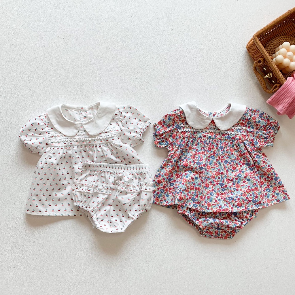 Bộ Áo Liền Quần Hai Mảnh Tay Ngắn In Họa Tiết cherry / Hoa Phong Cách Hàn Quốc Thời Trang Mùa Hè Dành Cho Bé Trai 08