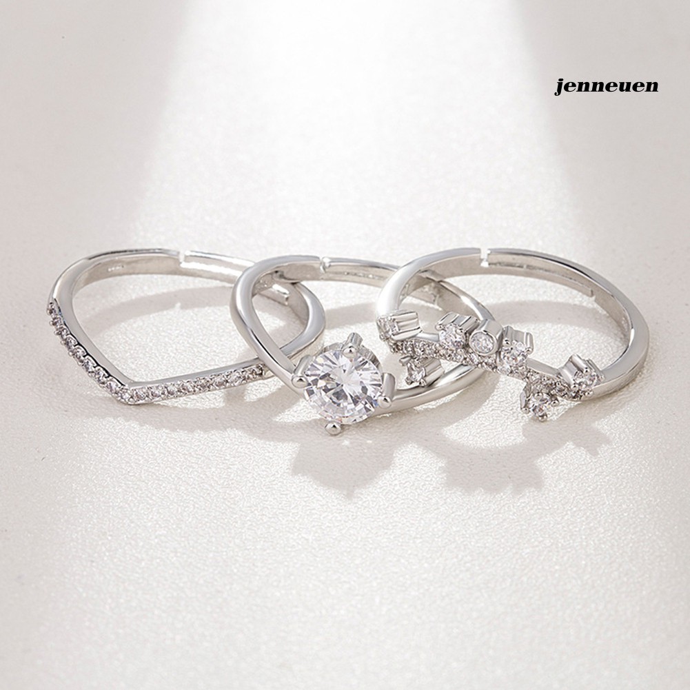 Nhẫn Mạ Bạc 3 Trong 1 Kiểu Vương Miện Thời Trang Cho Các Cặp Đôi