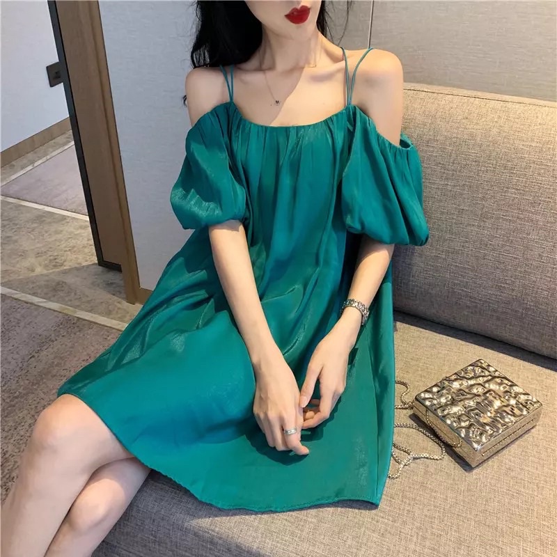 🌸 V03 Váy 2 dây trễ vai dáng suông hở lưng đan chéo ulzzang đi biển đi du lịchhh COÁ ẢNH | ViDEO THẬT