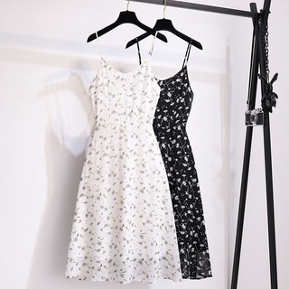 ✎ Sling dress nữ sinh mùa hè 2021 siêu cổ tích Pháp dài đến đầu gối váy voan hoa cao cấp