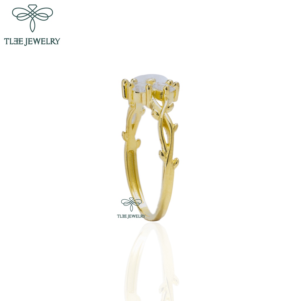 Nhẫn bạc nữ TLEE cỏ bốn lá mạ vàng 14k đính đá cao cấp TleeJewelry A0135