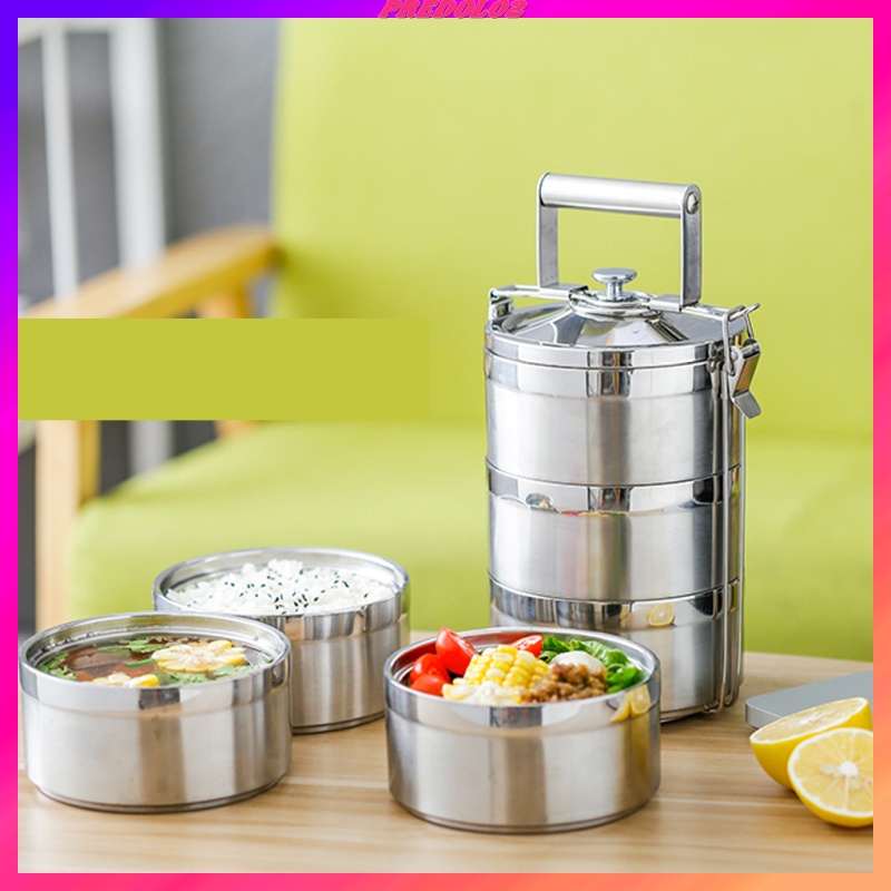 [PREDOLO2]Tiffin Lunch Box Bento Heat Food Container Portable Food Warmer 2 Tier