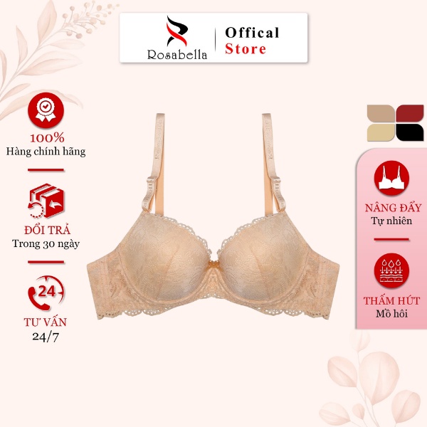 Áo Ngực Có Gọng ROSABELLA Chất Vải Cao Cấp Lớp Mút Mỏng Mềm Mại Họa Tiết Phối Ren Nhẹ Nhàng RW44