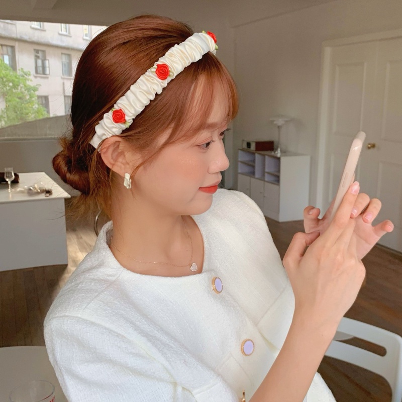Băng đô cài tóc hoa vải hoa hồng  hoa cúc handmade cao cấp TÍM STORE phụ kiện dễ thương