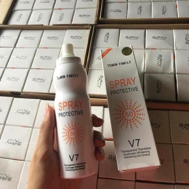 kem chống nắng Sun Screen V7 nâng tone trắng da chống nước không bết dính kem chống nắng dạng xịt mặt body SPF50+