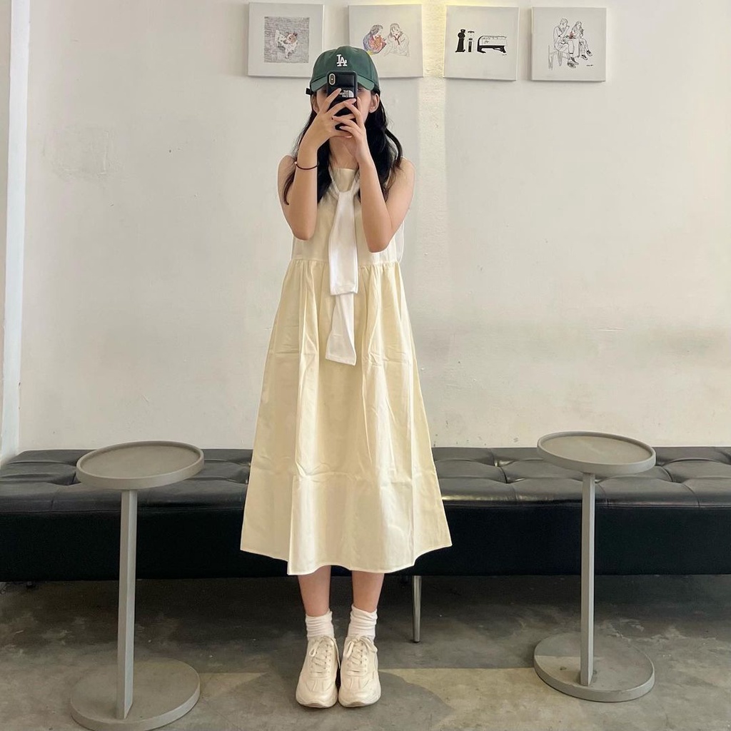 Đầm Váy Sát Nách Kèm Khăn Xinh Tươi Mùa Hè