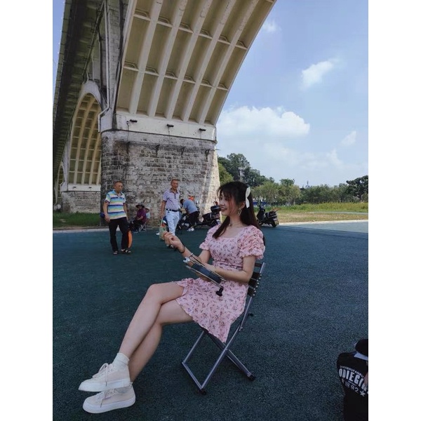 Váy đầm hoa MORAN hoạ tiết màu hồng phong cách thời trang mùa hè cho nữ