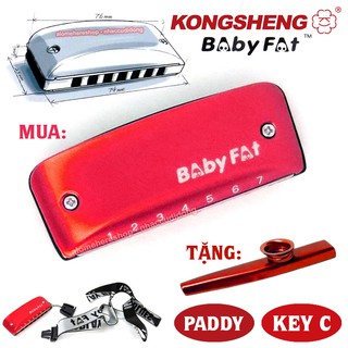 Kèn harmonica Diatonic Mini KongSheng 7 lỗ Paddy Baby Fat Key C Tặng Kèm Kèn Kazoo Màu Đỏ