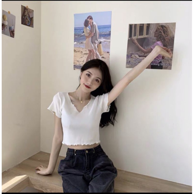 ÁO CỔ V CUỐN BIÊN