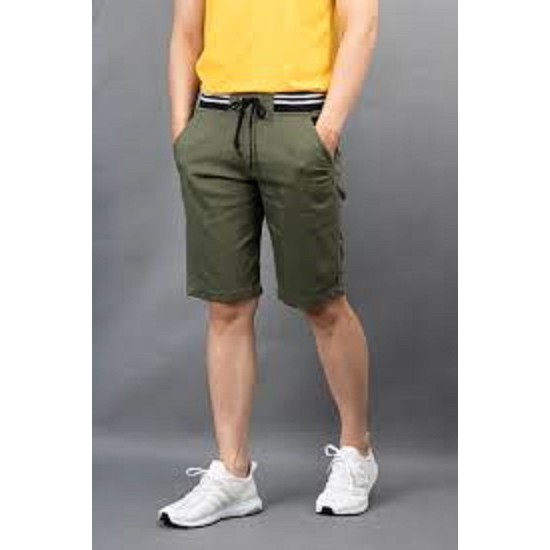 QUẦN SHORT KAKI NAM, LƯNG THUN MÀU XANH RÊU