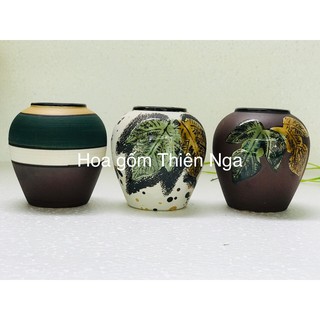 Lọ hoa gốm sứ men khô - Bát Tràng - cao 10cm