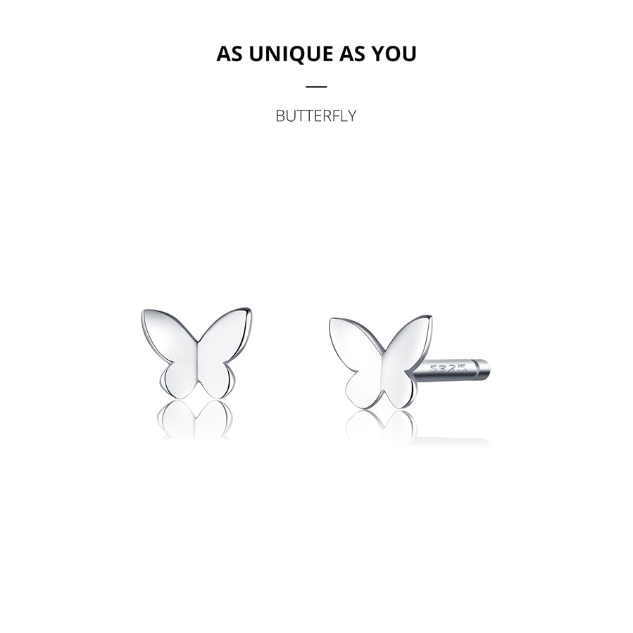 Bamoer Khuyên Tai Xỏ Lỗ Bằng Bạc 925 Hình Bướm Đơn Giản Chống Dị Ứng SCE775 Thời Trang Cho Nữ