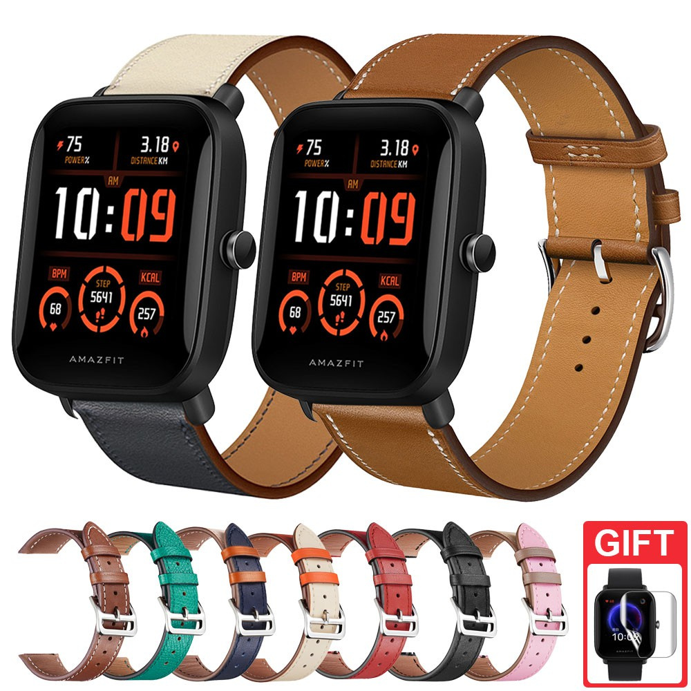 20mm Leather Strap Bracelet Replacement Band for Xiaomi Huami Amazfit Bip U Pro Bip S Lite GTS 2 Mini GTR 42mm