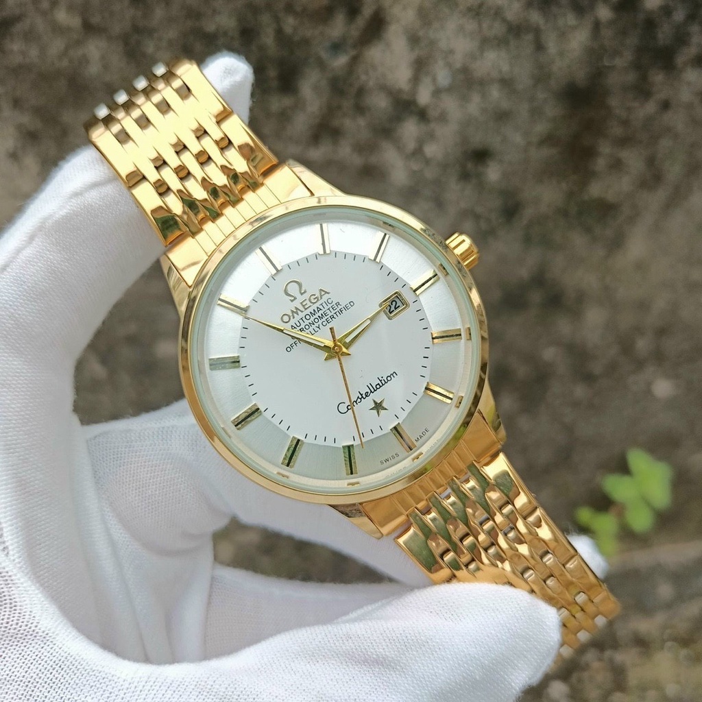 đồng hồ nam omega dây thép đúc đặc, chống nước tốt