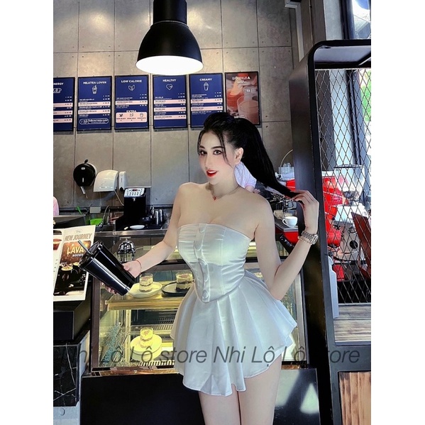 Set áo cúp ngực nút bọc+ Quần short